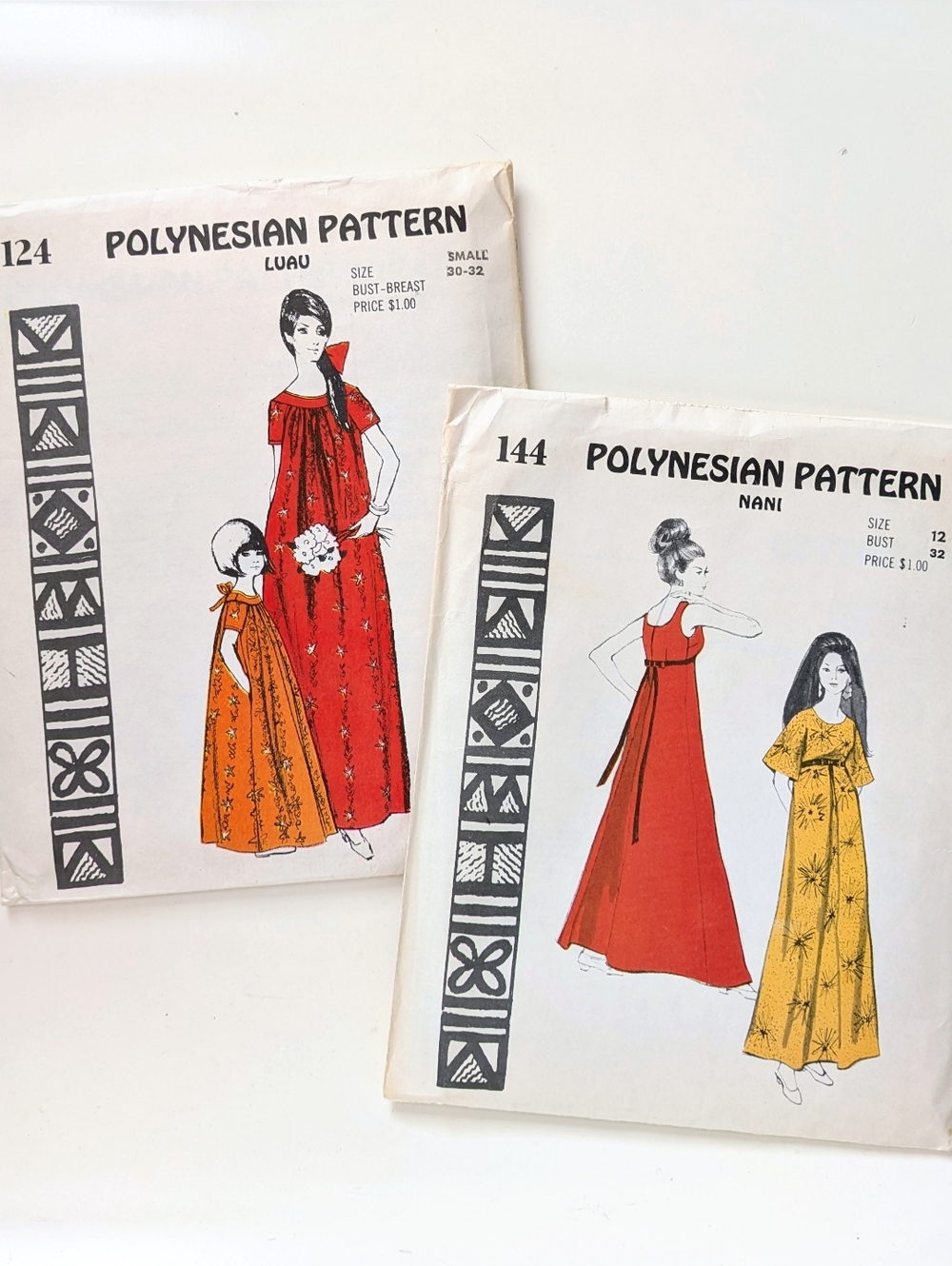 Uncut Polynesian Patterns 124 Luau 144 Nani Vintage Sewing Hawaiian Maxi Dress